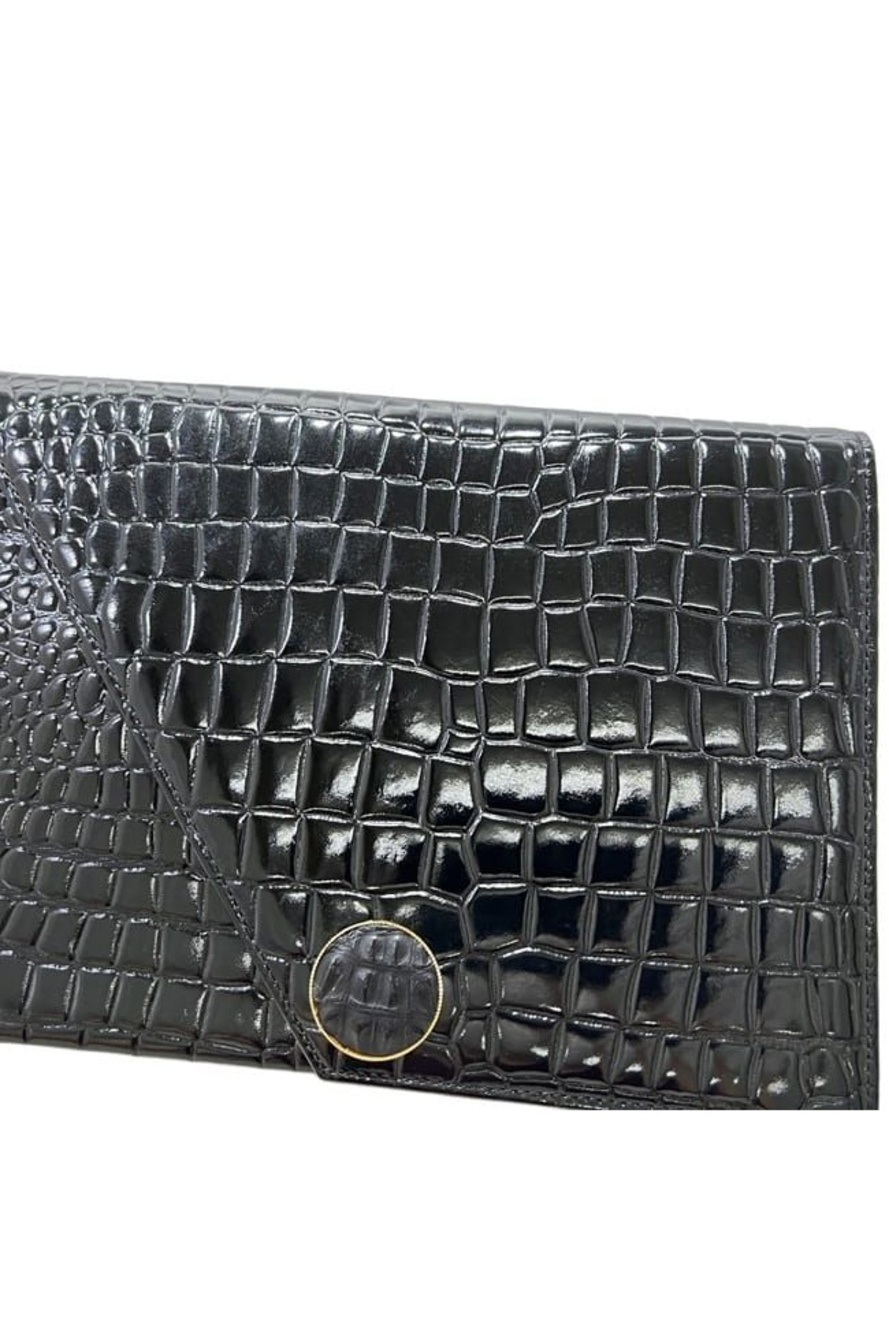 Saint Laurent Clutch Handbag Croco Black - Picture 10 of 10